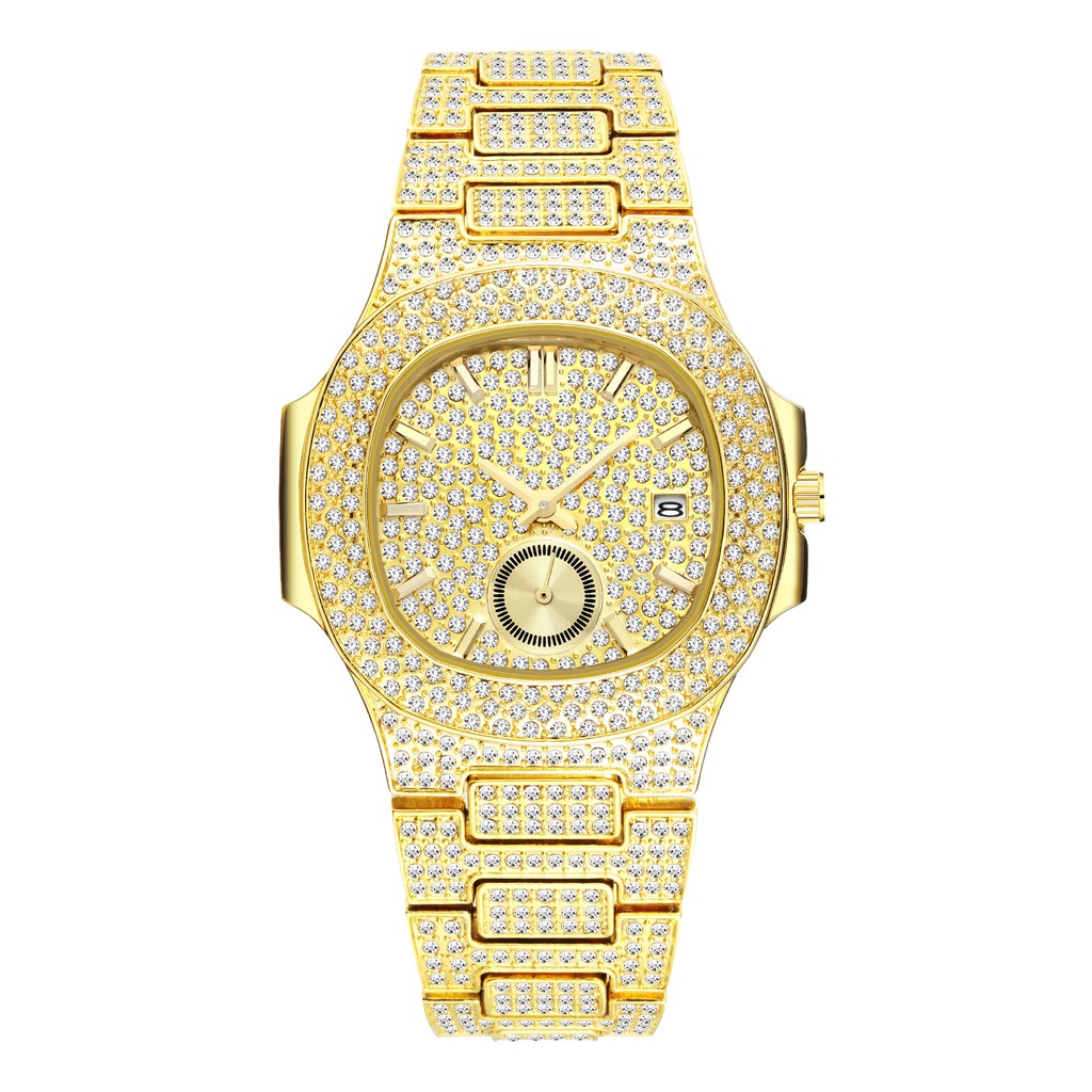 ĐỒNG HỒ ĐÍNH ĐÁ MẶT 42MM THÉP KHÔNG GỈ CÓ CHỐNG NƯỚC BY MAMA KING