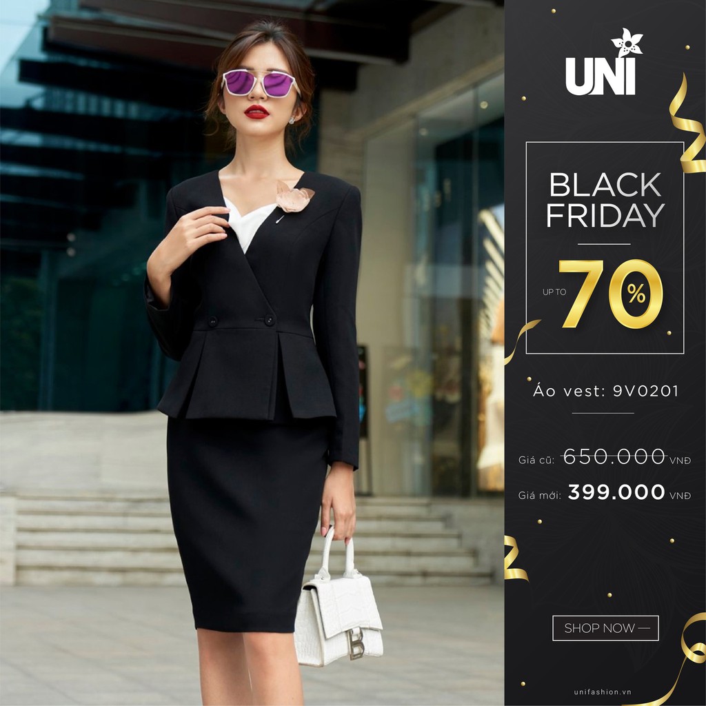 Áo Vest Nữ UNIVTH Công Sở Cổ Chữ V Chiết Eo Sang Trọng 9V0201 Uni Korean Fashion