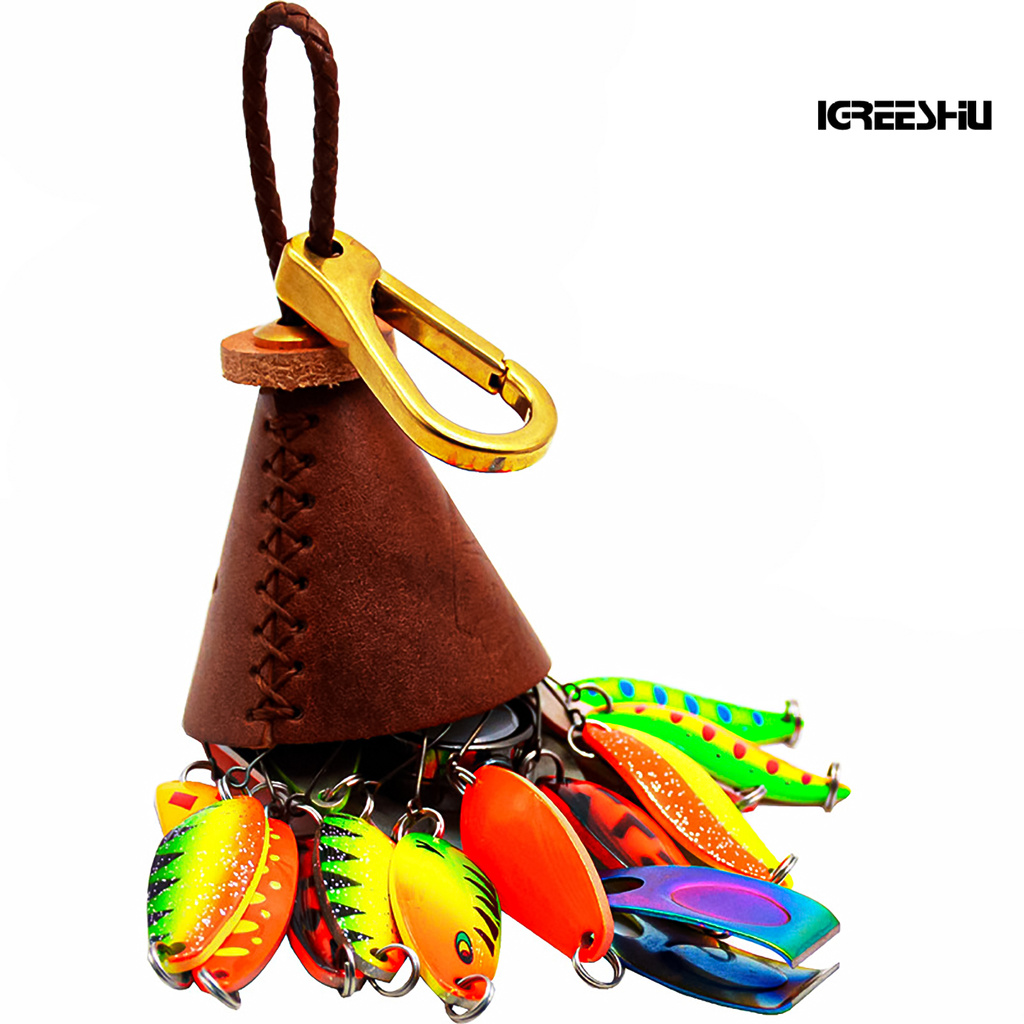 IGREE♆Lure Bag Waterproof Faux Leather Handmade Fishing Bait Sequin Bell for Fishing Lover