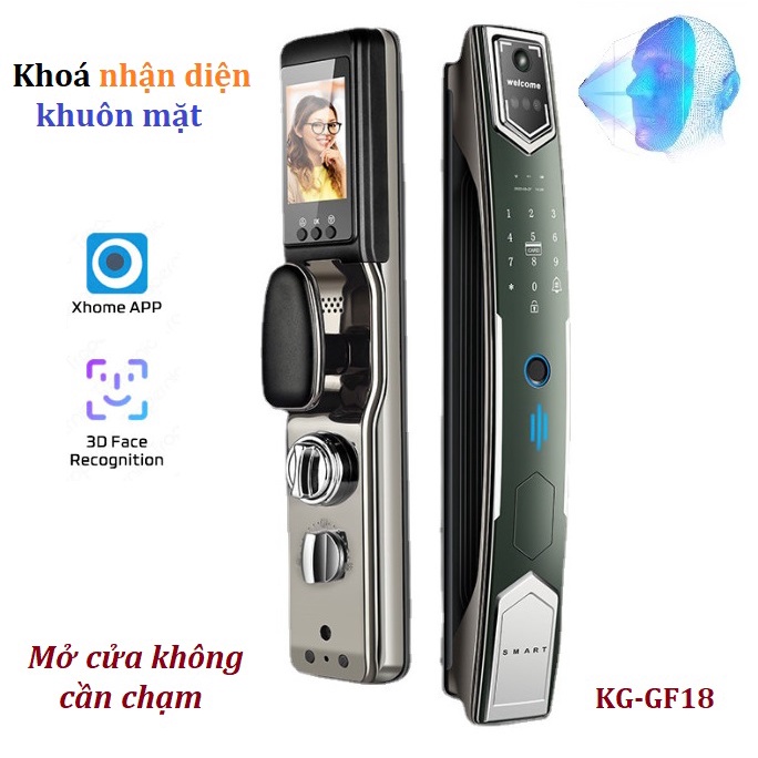 Khoá vân tay nhận diện khuôn mặt cao cấp dùng App Xhome KG-GF18