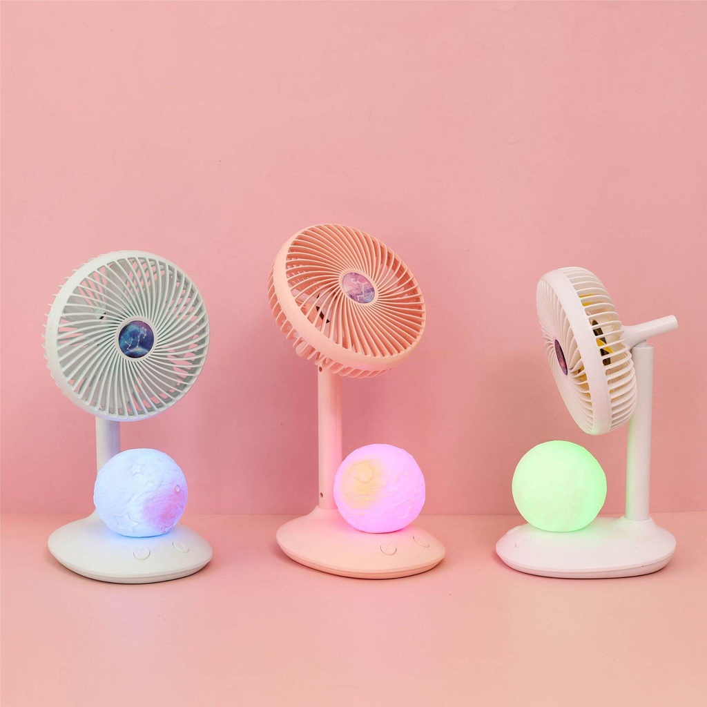 Quạt mini cầm tay, quạt mini điều hòa để bàn, 3 chết độ gió tích điện có đèn ngủ cho bé