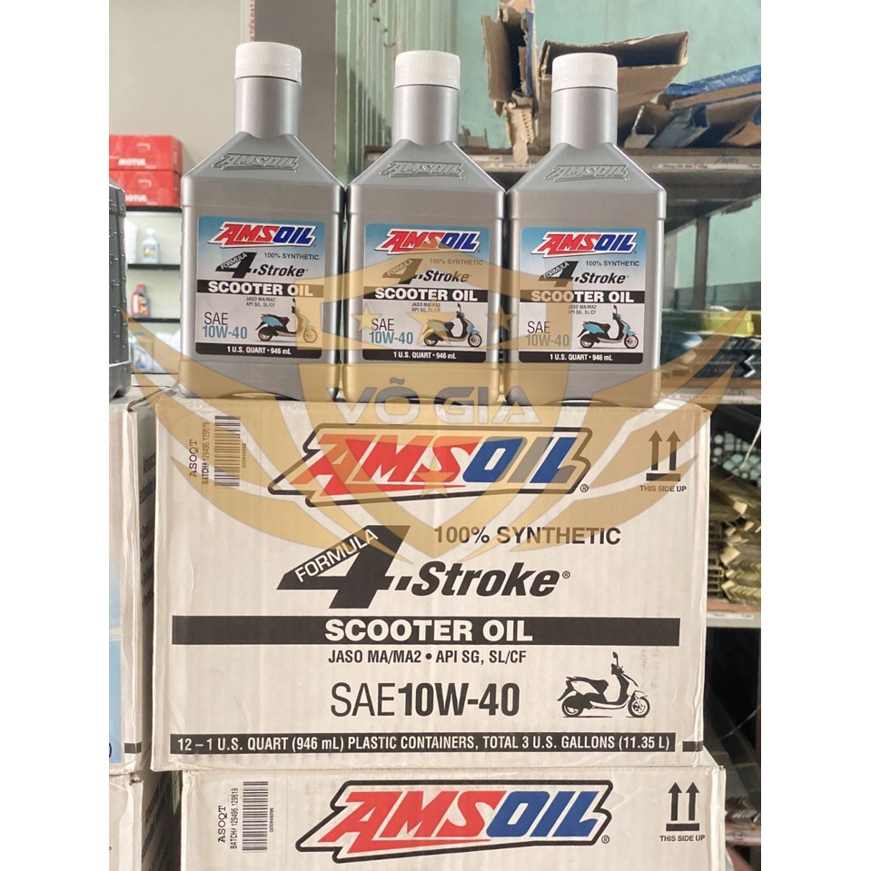 [Mã LIFEAUMAY giảm 10% tối đa 30k đơn 150k] NHỚT AMSOIL SCOOTER 10W40 4T FULL TỔNG HỢP - DÀNH CHO XE AB NVX VISION SH