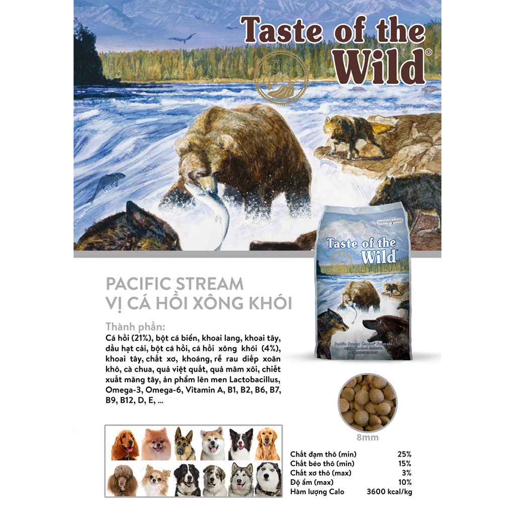 Thức Ăn Cho Chó Taste Of The Wild  - Hỗ Trợ Mượt Lông, Cơ Khớp, Hệ Tiêu Hoá, Hệ Miễn Dịch Khoẻ Mạnh
