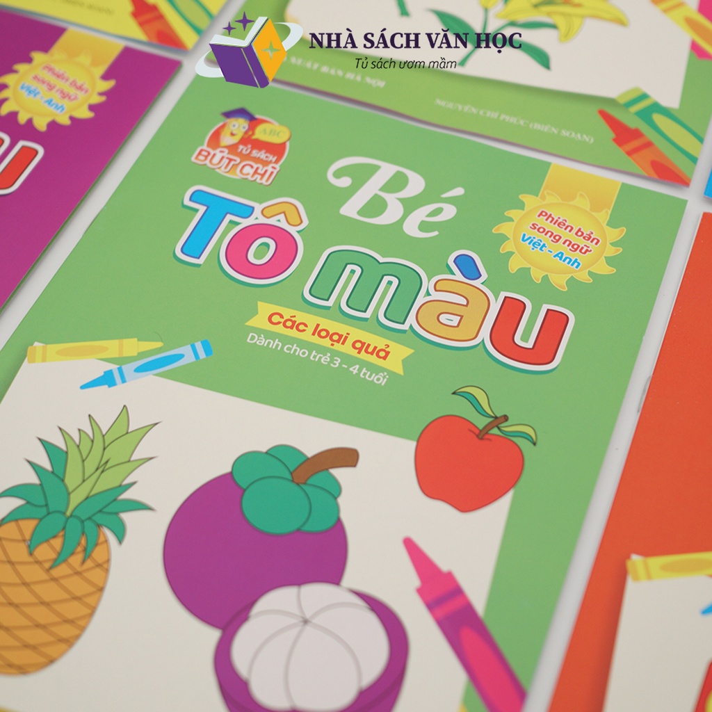 Sách -Tập Tô Màu Cho Bé Từ 3 - 4 Tuổi 8 Quyển Tô Màu Song Ngữ Anh - Việt