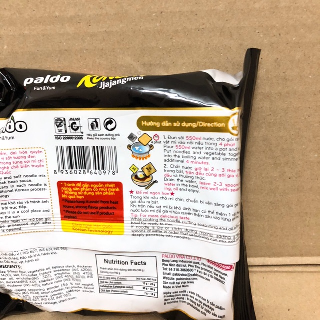 Túi Mỳ Trộn Tương Đen Jjajangmen Koreno Paldo 115g | BigBuy360 - bigbuy360.vn