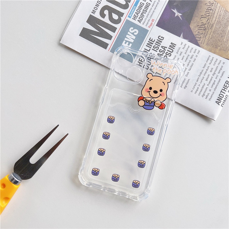 Ốp Điện Thoại Tpu Dẻo In Hình Winnie / Kitty Có Ngăn Đựng Thẻ Cho iphone 8 Plus / 11 / xs max / 12 / 13 XR Giá Đỡ