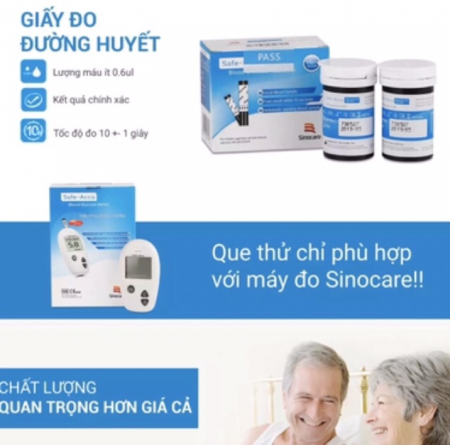 Que thử đường huyết Safe Accu Sinocare dạng vỉ CAO CẤP, SIÊU RẺ, chất lượng Đức, tặng 25 kim lấy máu