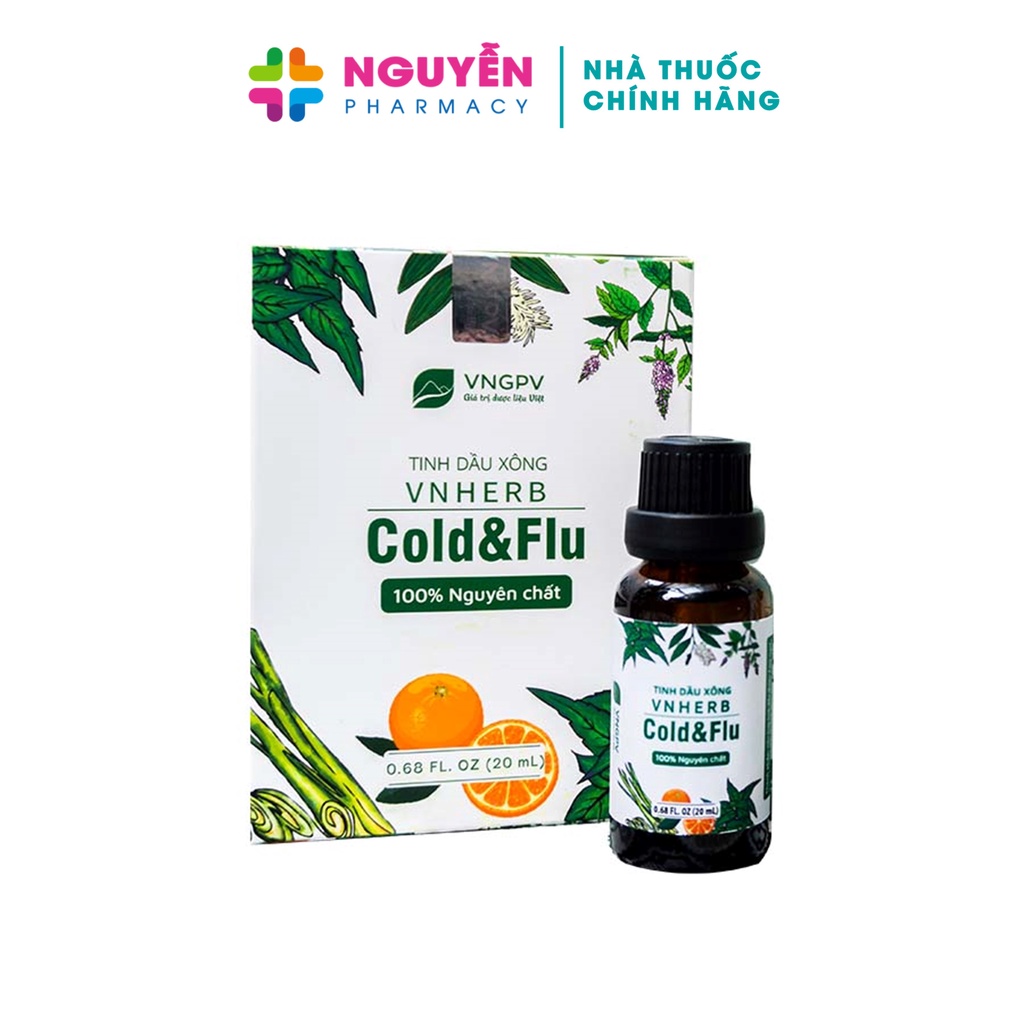 Tinh dầu xông VNHERB COLD &amp; FLU 20ml - Giúp xông hơi giải cảm, phòng ngừa cảm cúm, khử mùi, thư giãn