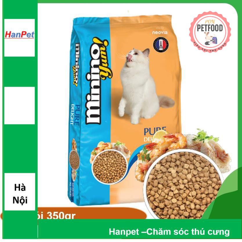 HN (1 Gói 350gr) Minino Yum (2 vị) - Thức ăn viên cho mèo mọi lứa tuổi - thức ăn mèo dạng hạt khô