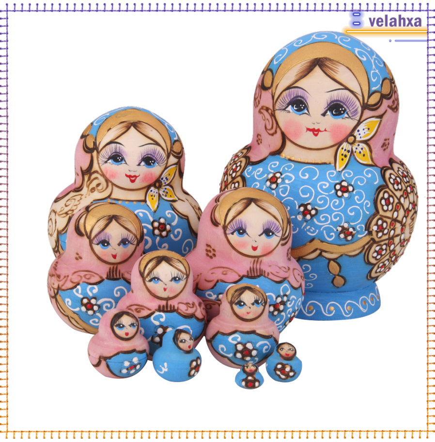 Bộ 10 Búp Bê Nga Matryoshka Bằng Gỗ