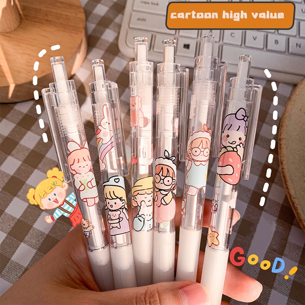 1 Cây Bút Mực Đen Ngòi 0.5mm Kiểu Dáng Hoạt Hình Dễ Thương
