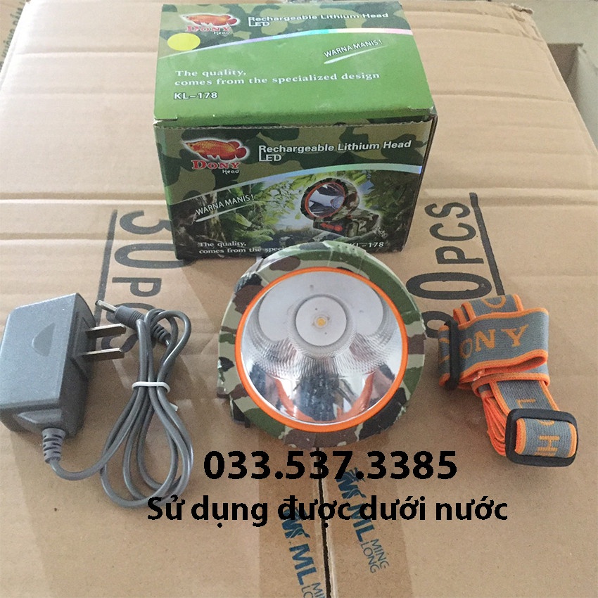 Đèn pin siêu sáng, đèn pin đội đầu siêu sáng chống nước KL 178