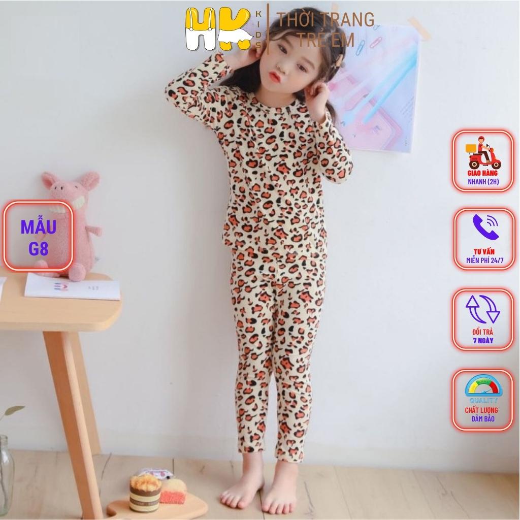 Bộ quần áo cho bé gái HK KIDS dài tay đông xuân chất cotton dày dặn size cho bé từ 2-10 tuổi hàng chính hãng