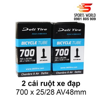 Ruột xe đạp 700x25/28 van xe máy dài 48mm DELI-TIRE