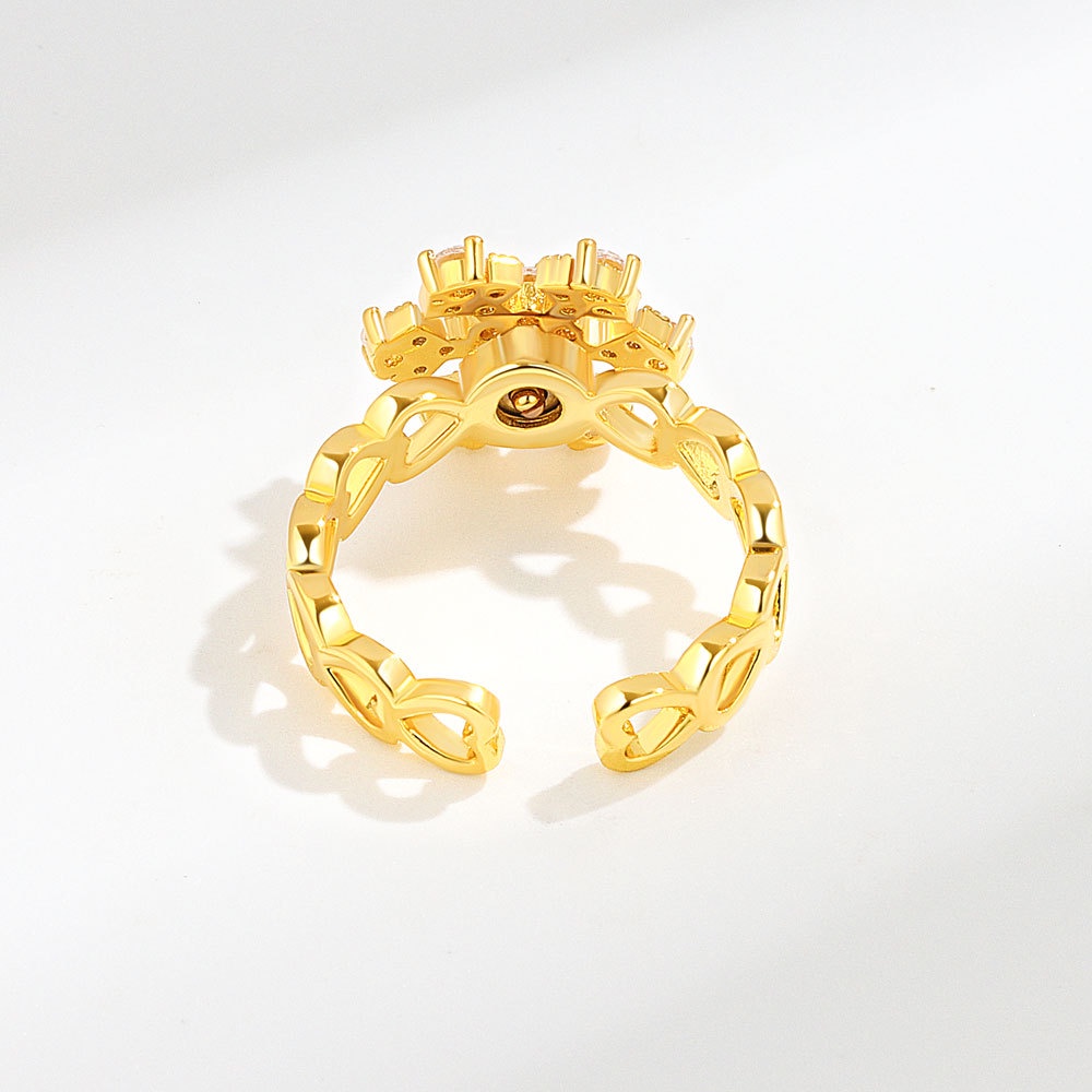 Nhẫn Hở Hình Bông Tuyết Có Thể Xoay Điều Chỉnh Làm Quà Giáng Sinh