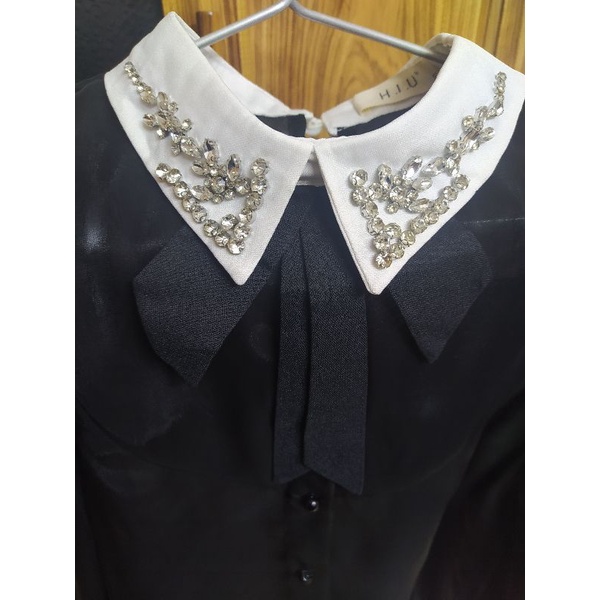 Áo sơ mi H.I.U ROOM dài tay thiết kế cao cấp organza ,Mona shirt tay bồng tiểu thư