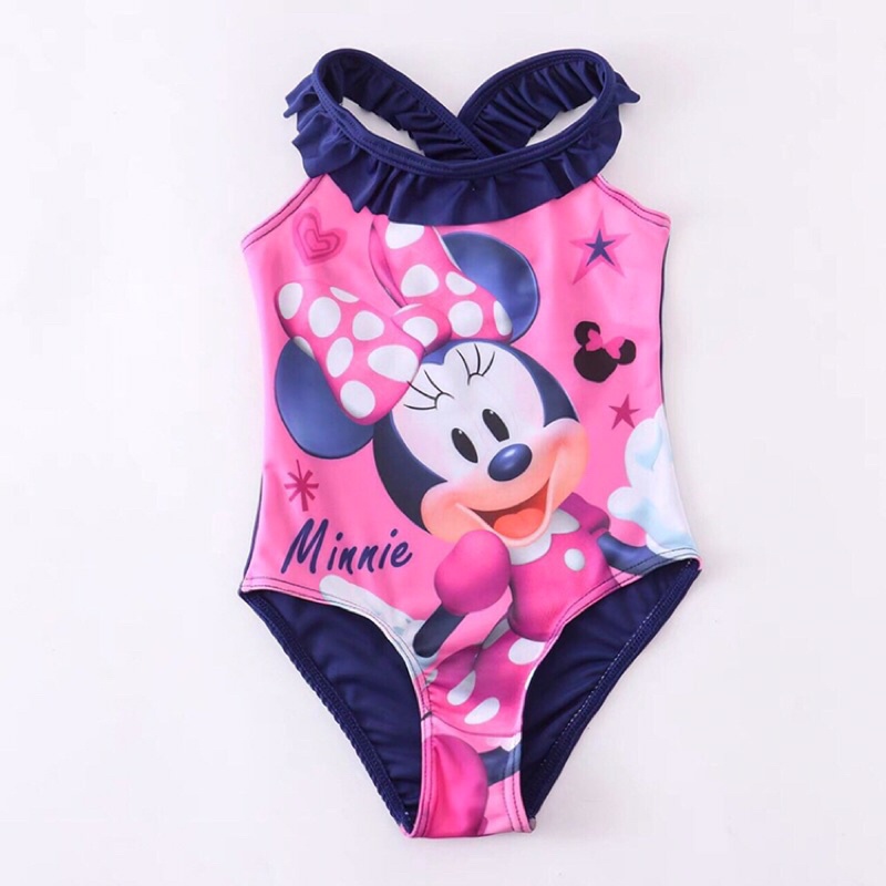 Bộ bơi bikini 1 mảnh liền thân hoạ tiết mickey chéo lưng cho bé gái 10-20kg