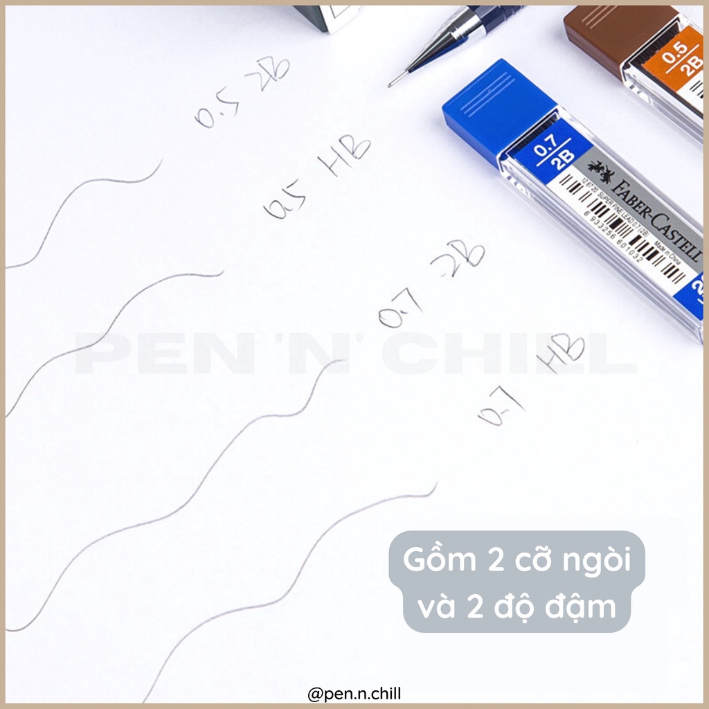 Ruột bút chì bấm 0.5mm 0.7mm Faber Castell super fine HB 2B