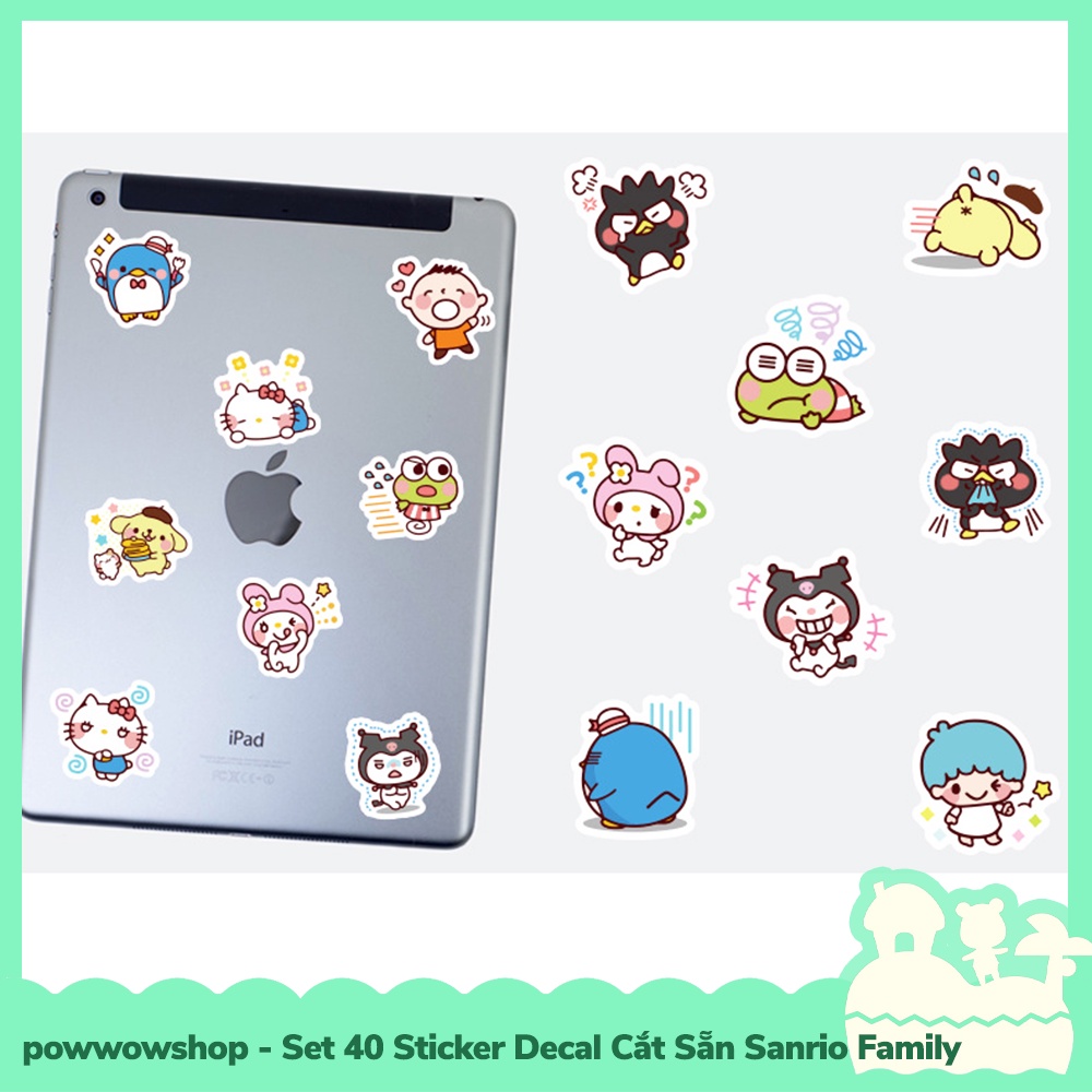 [Sẵn VN - Hỏa Tốc] Set 40 Sticker Mini Decal Dán Trang Trí Vật Dụng Mẫu Sanrio Family Cute Lovely Days