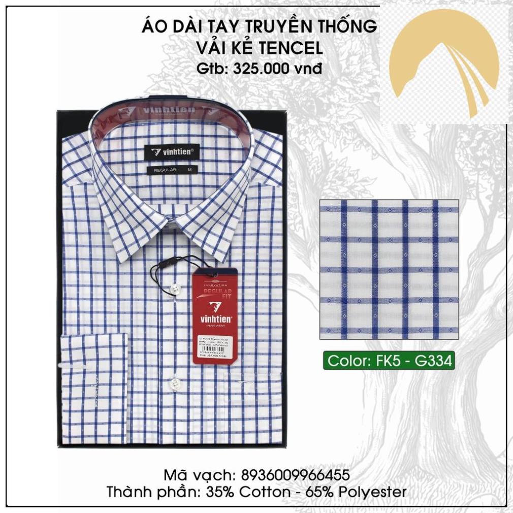 👚👗 Áo Sơ Mi Dài Tay Sọc Caro Form Regular Vĩnh Tiến 375 👚👗