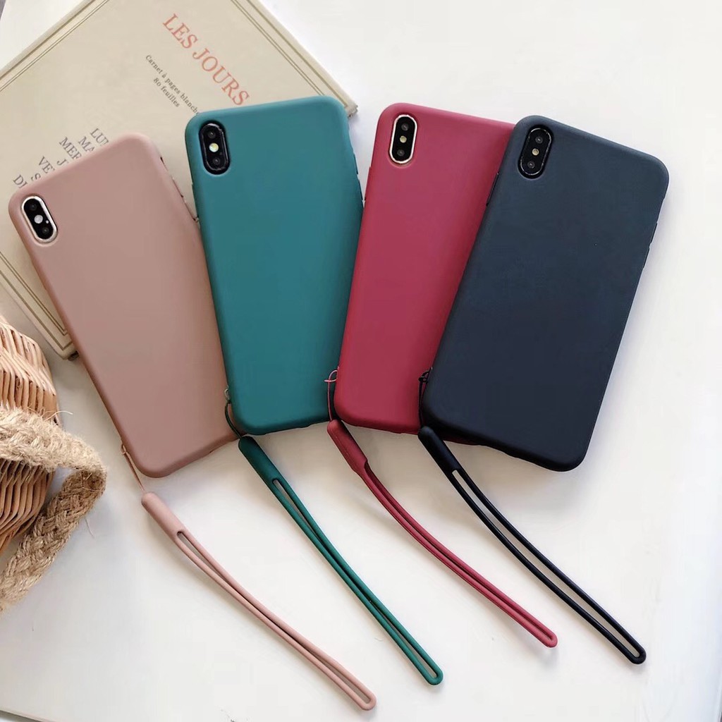 Ốp điện thoại TPU mềm màu kẹo có dây co giãn cho IPhone X XR XS max | BigBuy360 - bigbuy360.vn