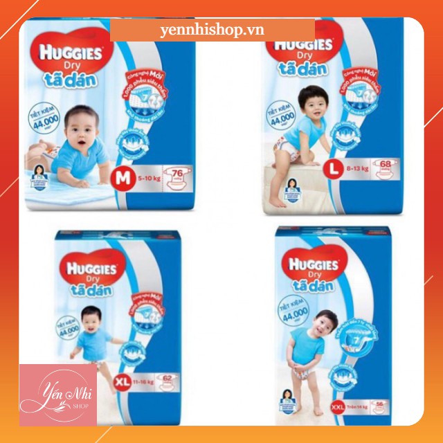 [Tặng Miếng]Bỉm dán Huggies S56 / M76 / L68 / XL62 - Quần M74 / L68 / Xl62