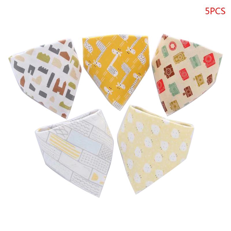 Set 5 Yếm Ăn Cotton Xinh Xắn Dành Cho Bé
