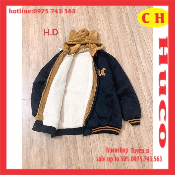 [ẢNH THẬT]ÁO KHOÁC KAKI LÓT LÔNG tai gấu dày dặn  chữ thêu AeR khoác bomber thu đông nam nữ unisex freesize mặc đôi nhóm