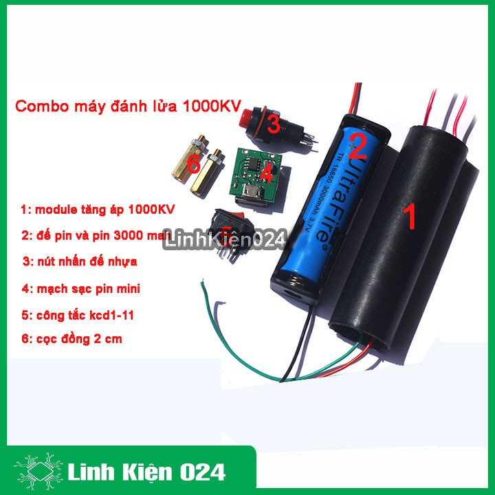 Combo Máy đánh lửa 1000KV và Phụ Kiện