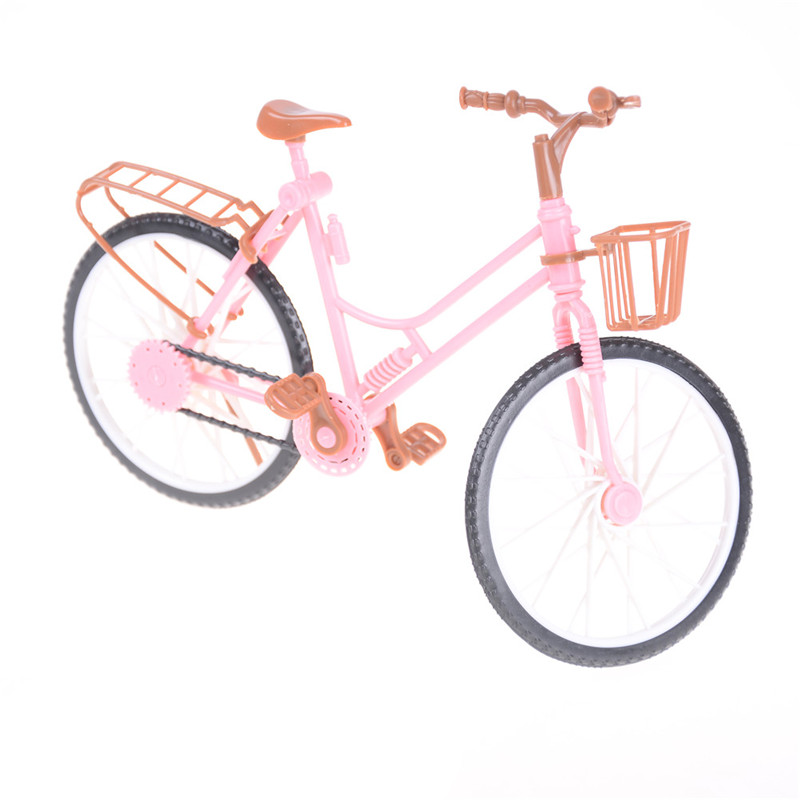 Đồ chơi mô hình xe đạp màu hồng có thể tháo rời dành cho nhà búp bê