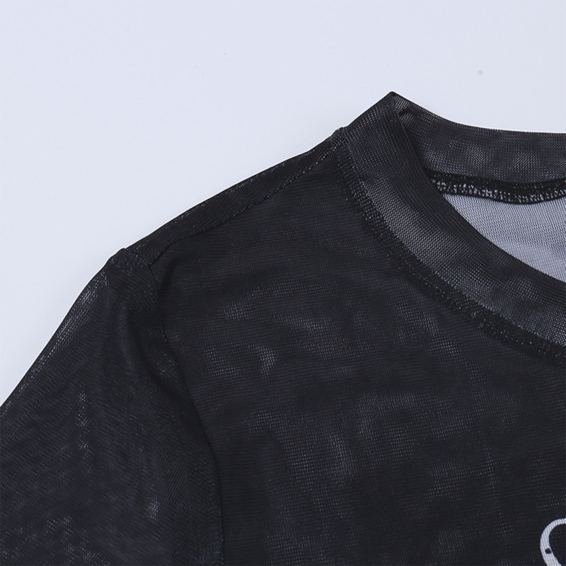 Áo Thun Tay Ngắn Phối Lưới Thời Trang Mùa Hè Quyến Rũ Cho Nữ