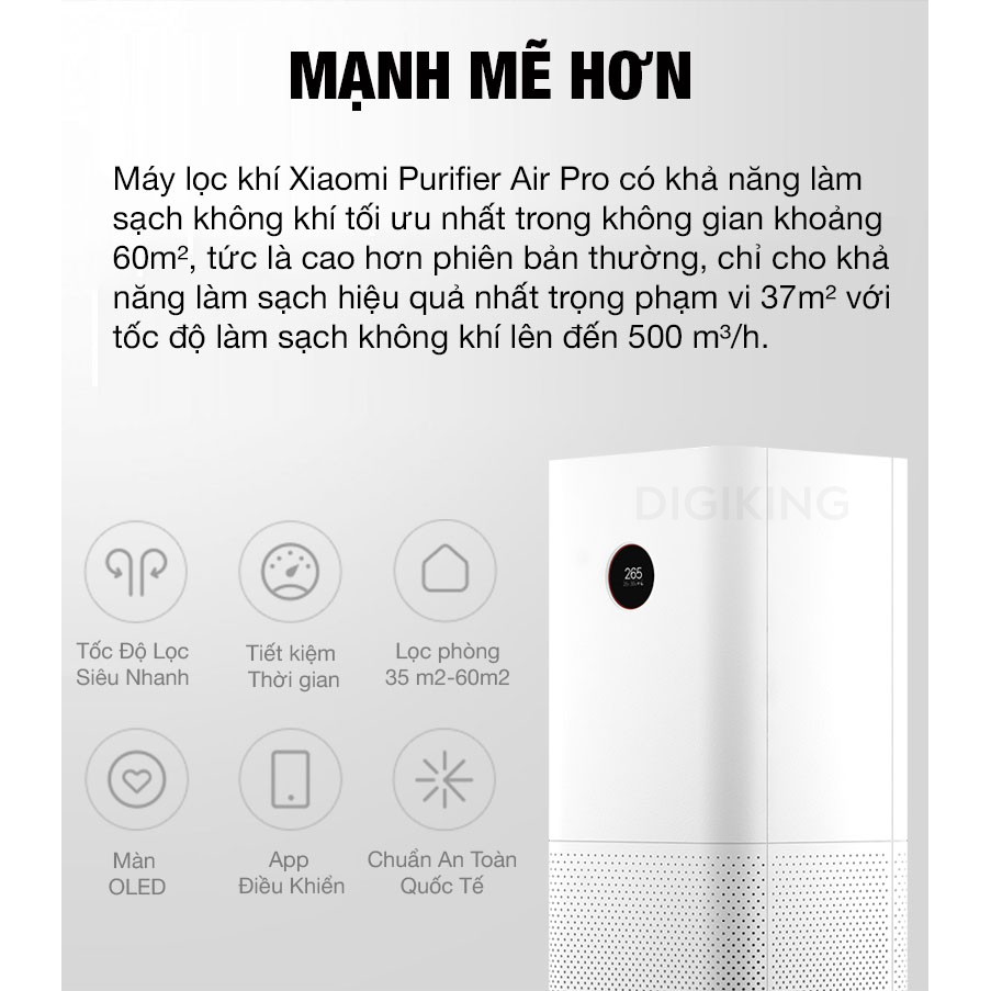 [Mã ELHA22 giảm 5% đơn 300K] [Mã 252ELSALE hoàn 7% đơn 300K] Máy lọc không khí thông minh XIAOMI Air Purifier Pro