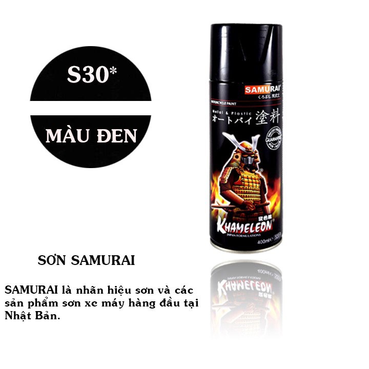 Sơn Samurai màu đen S30 chính hãng, sơn xịt dàn áo xe máy chống nứt nẻ, kháng xăng