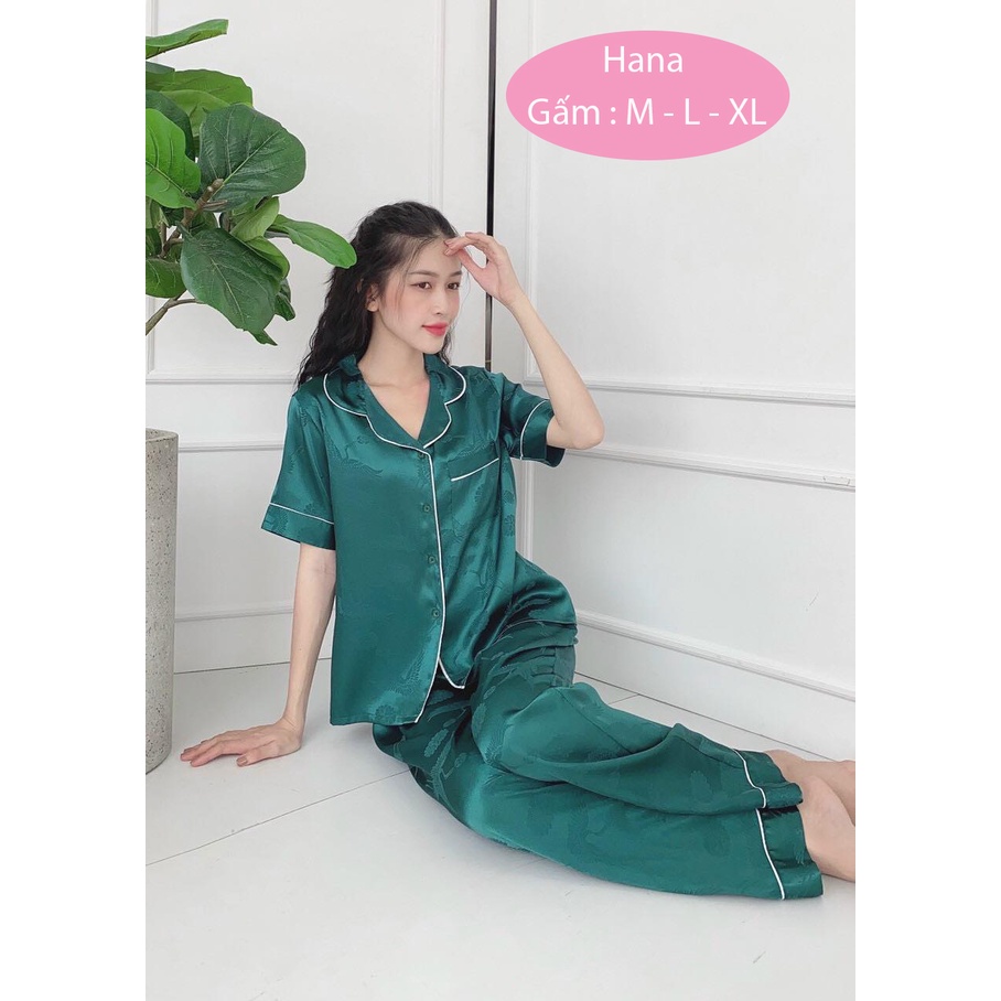 Đồ bộ pijama nữ lụa gấm cao cấp quần dài tay ngắn bigsize 45kg - 80kg (BD014) | BigBuy360 - bigbuy360.vn