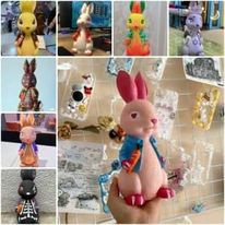 Tô tượng thạch cao thỏ cà rốt size lớn 23CM