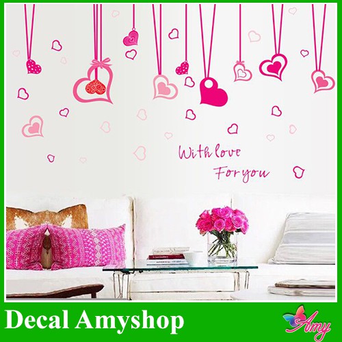 Decal dán tường Dây leo hồng - PVC vinyl - DB063