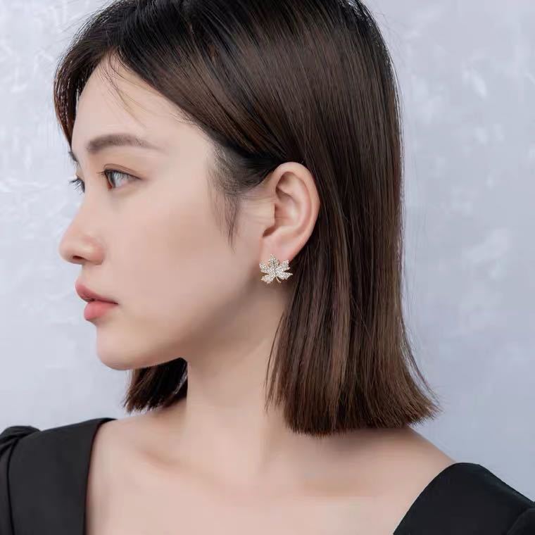 Đôi Bông Tai Mạ Bạc 925 Hình Hoa Đính Đá Xinh Xắn Cho Nữ