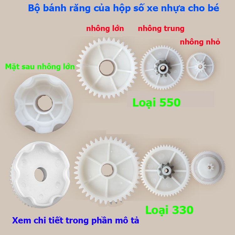 Nhông bánh răng giảm tốc xe đồ chơi cho bé trẻ em nhông lớn