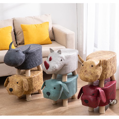 Ghế đẩu gỗ đặc dành cho trẻ em, con voi thời trang, thay giày, động vật hoạt hình sáng tạo, nhỏ, sofa