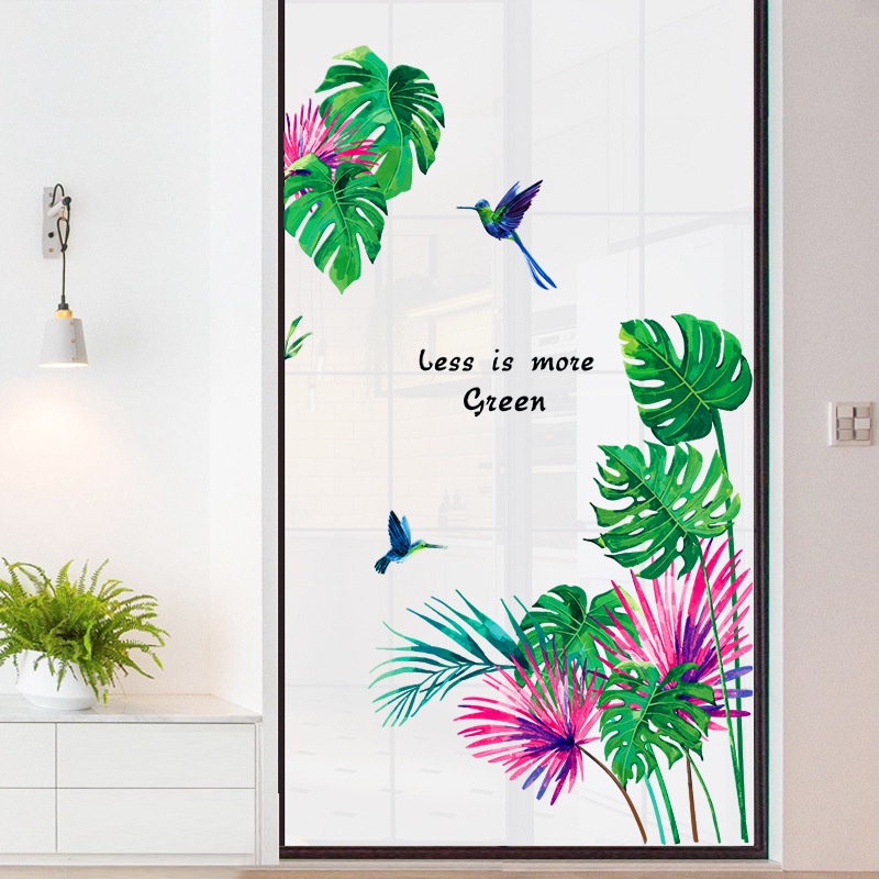 Decal dán tường Lá cọ xanh trang trí nhà cửa mẫu Hàn Quốc - decalamyshop cao cấp có sẵn giao ngay