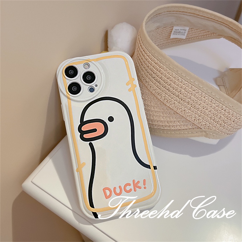 Ốp Điện Thoại TPU Đệm Khí Chống Rơi In Hình Vịt Hoạt Hình Cho iPhone 14 13 12 11 Pro Max SE 2020 X Xr Xs Max 8 7 6 6s Plus