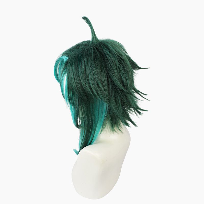 Genshin Impact Xiao Cosplay Wigs Mixed Dark Green Blue Short Hair Halloween Role Play WigsInky Blue Gradient Hair Gift