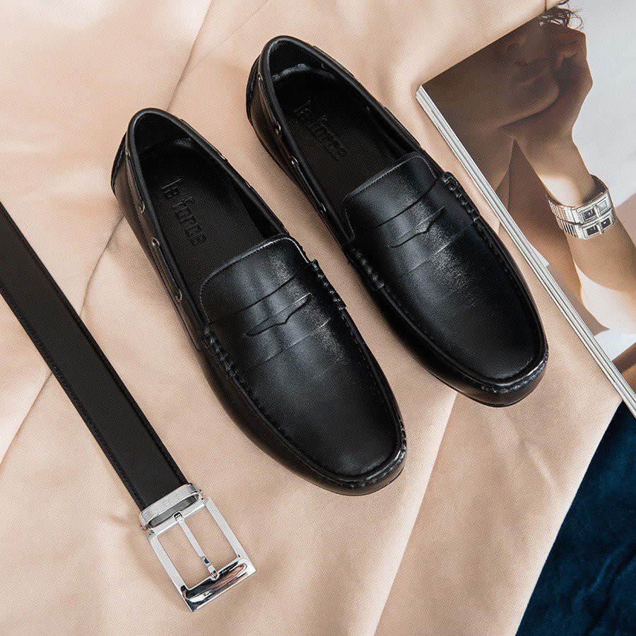 Giày Lười Nam LAFORCE Đai Ngang Da Bò GNLA19-5-D Tặng Tất UNIQLO
