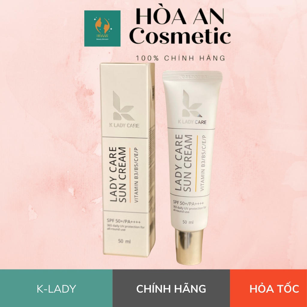 Kem chống nắng LADY CARE SUN CREAM SPF50 50ml bảo vệ da toàn diện, cung cấp vitamin E, B3, B5, Vitamin C