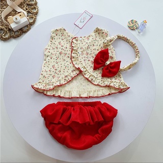 Set áo quần hoa nhí kèm turban cho bé gái sơ sinh sơ sinh 1 2 tuổi mintsloset Mint's Closet - GA2060