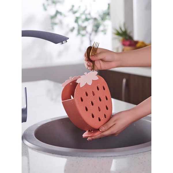 Ống Đũa Hình Dâu Tây, Ống Đựng Đũa Muỗng Dĩa Thìa Nhà Bếp Cam Homeware