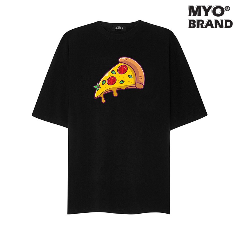 Áo Thun Nam Cổ Tròn MYO Vải Cotton In Hình Bánh Pizza 2700