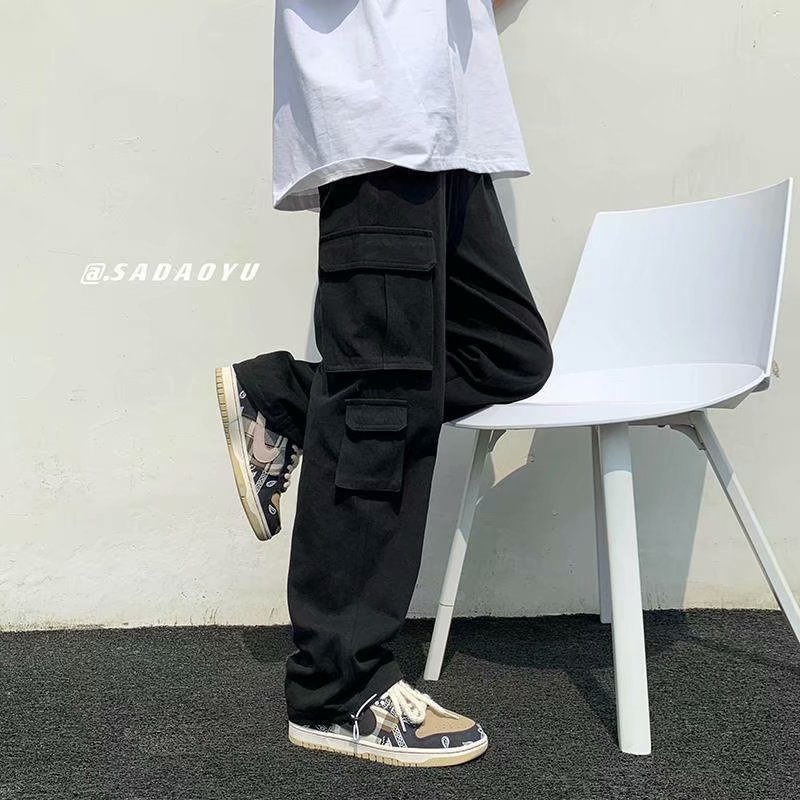 Quần jogger ống rộng túi hộp màu đen/ màu trắng thời trang dành cho nam