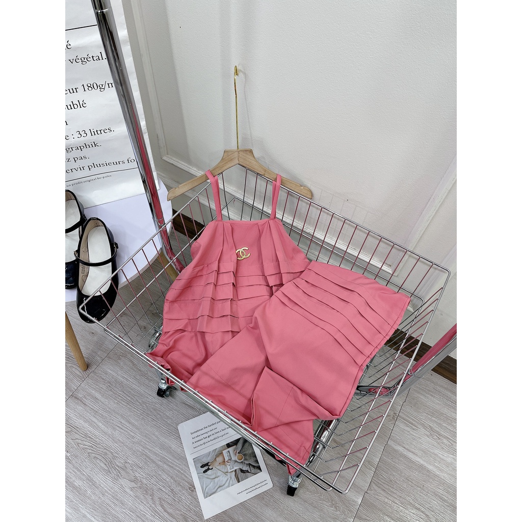 [ 𝐅𝐑𝐄𝐄 𝐒𝐇𝐈𝐏 ]  SET CHÂN VÁY XẾP LY NGỰC HỒNG CHẤN VÁY