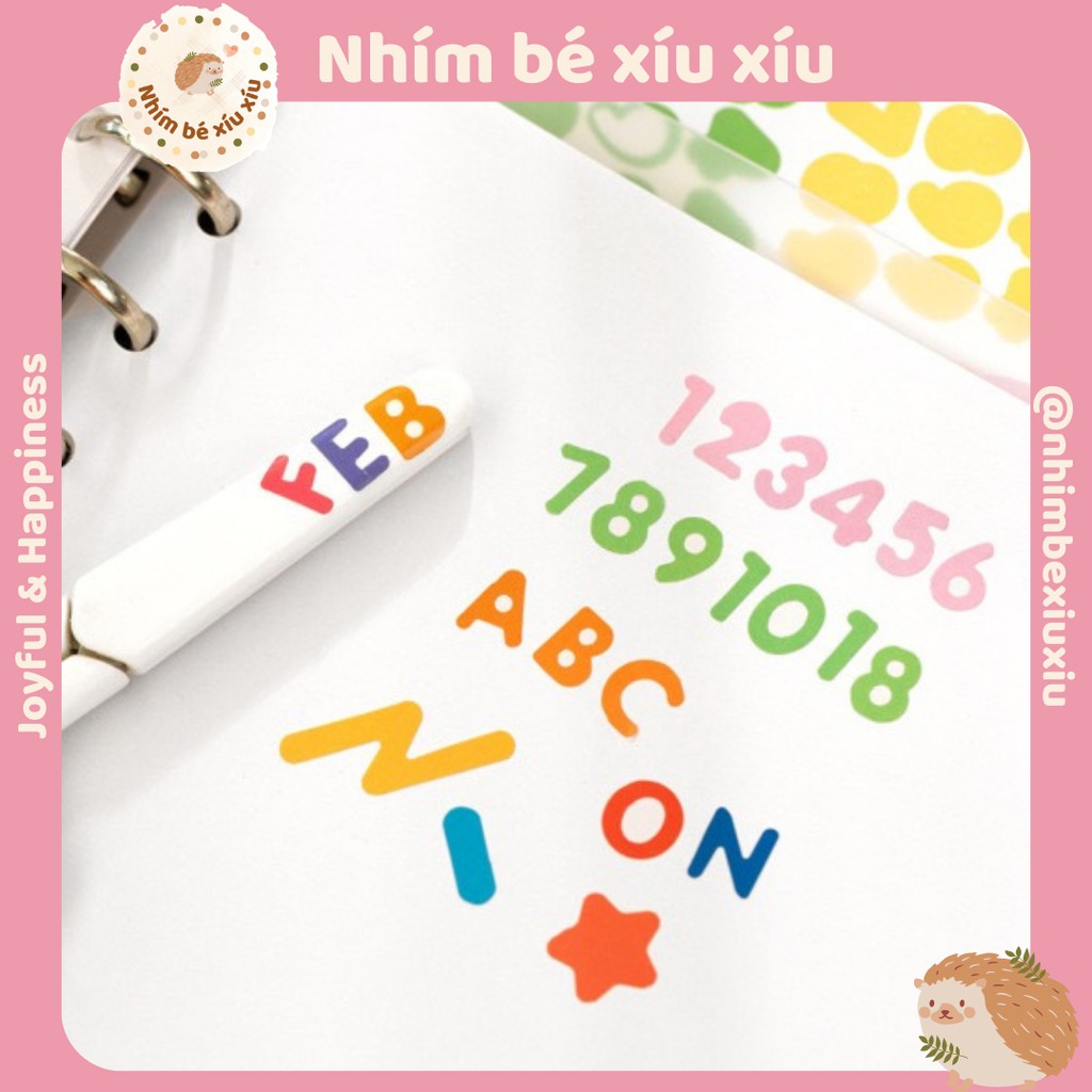2 tấm sticker chữ cái/số đếm colorful letter nhiều màu sắc infeel.me VT02